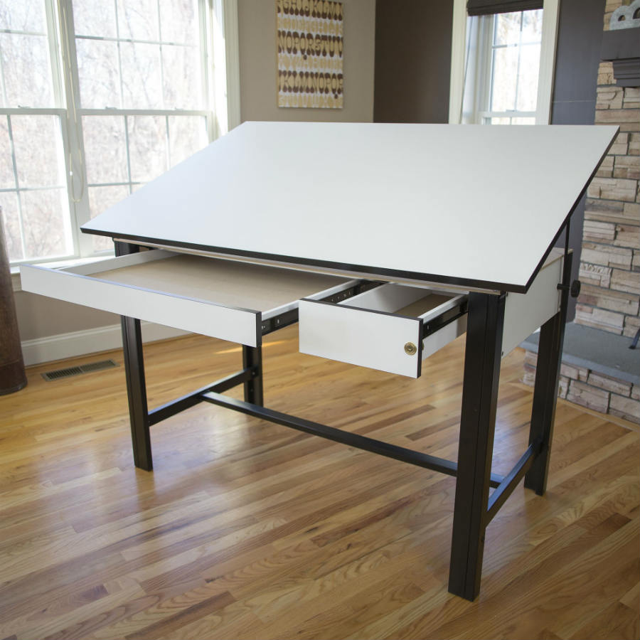 Alvin 37.5" x 60" Design Master 4Post Drafting Table, Tool and