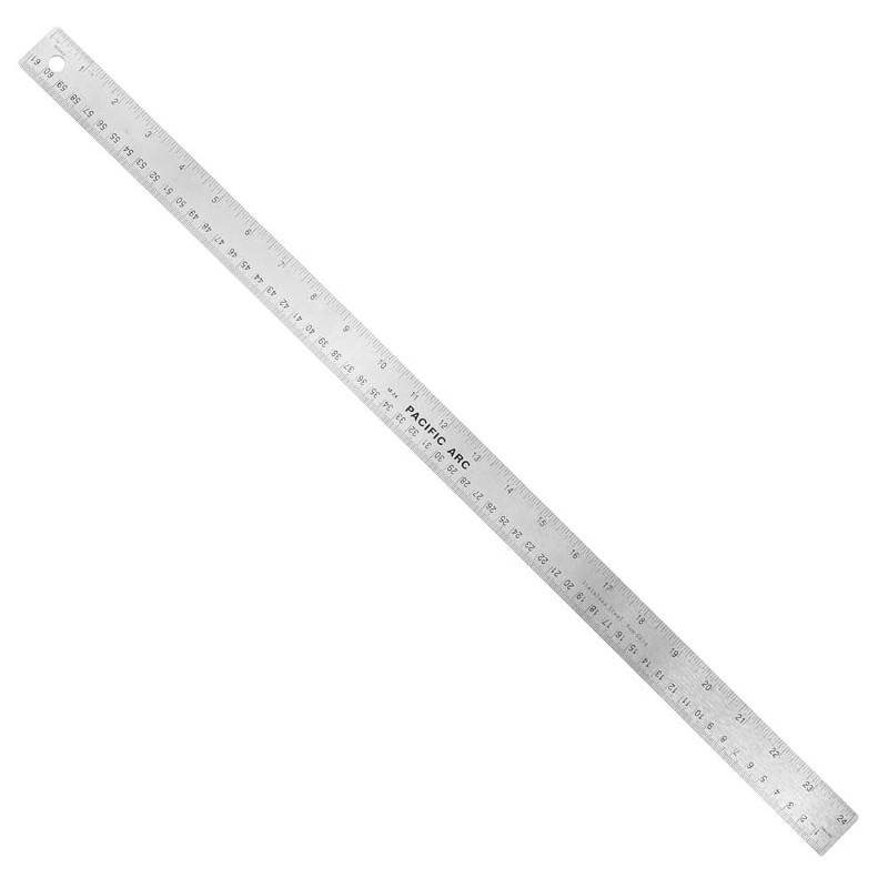 2 Pack | Pacific Arc Stainless Steel 6 inch Metal Ruler Non-Slip Cork Back, with inch and Metric Graduations