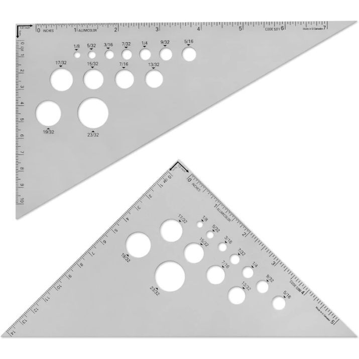 Aluminum versus clear drafting triangles