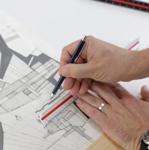 Architect scale ruler in use