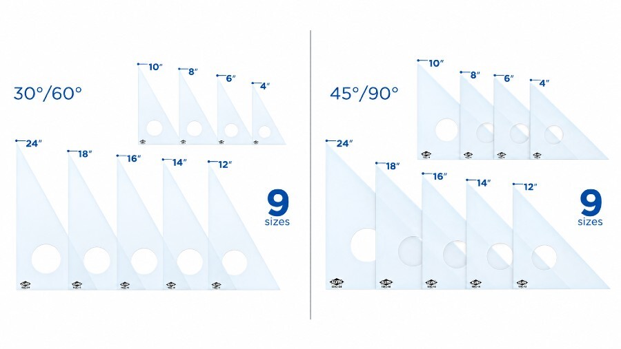 Drafting triangle size comparison