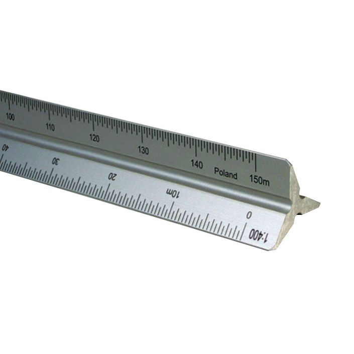 Metric triangular shop scale ruler