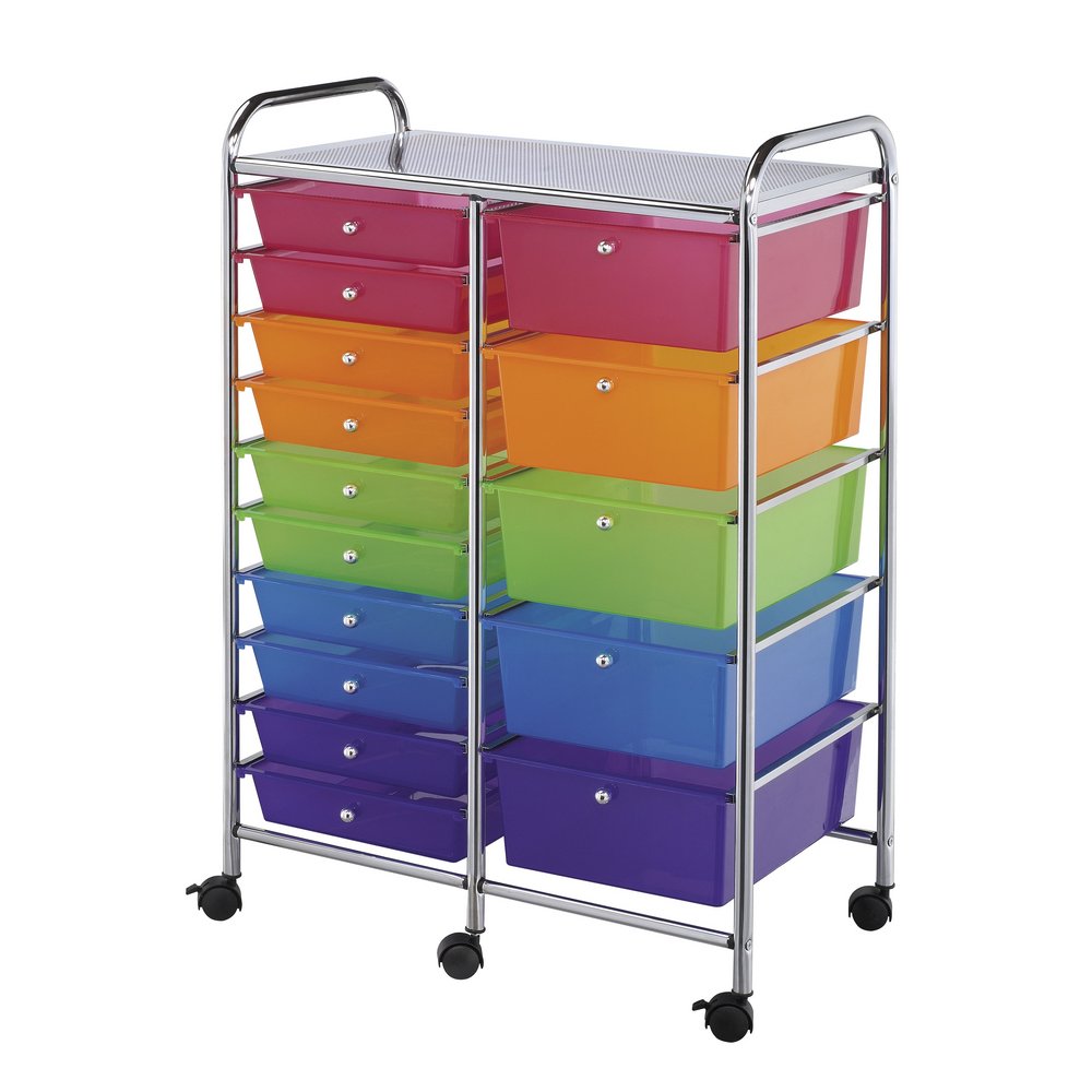 Blue Hills Studio 15Drawer MultiColored Storage Cart SC15MCDW