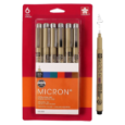 Pigma Micron 6-Pen Sets - Assorted Colors Art Supplies, Art Markers, Drawing and Sketching Markers, Pigma Micron Fine Line Design Pens