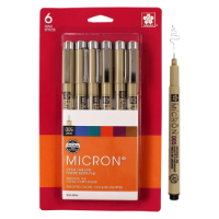 Pigma Micron 6-Pen Sets - Assorted Colors Art Supplies, Art Markers, Drawing and Sketching Markers, Pigma Micron Fine Line Design Pens