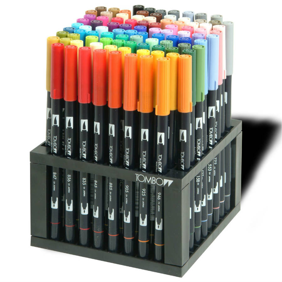 Tombow 56149 Dual Brush Pen Art Markers, 96 Color Set with Desk