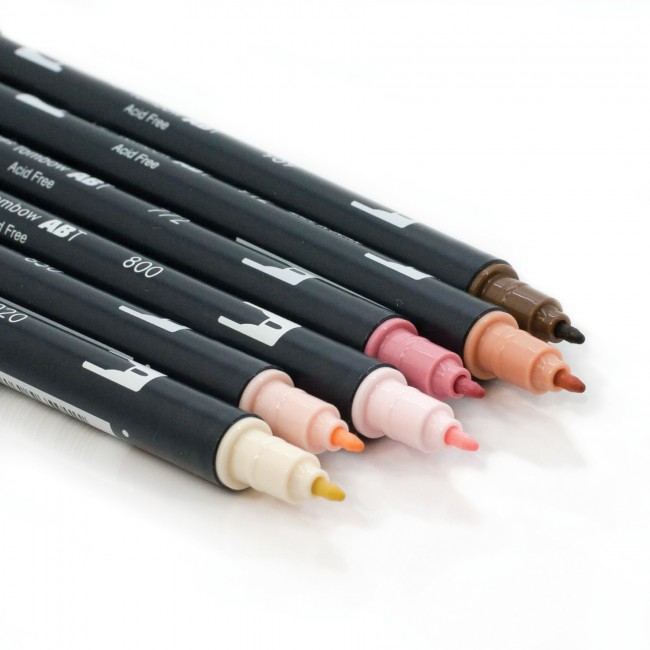 Tombow Dual Brush Pen Set Of 6 Skin Tones