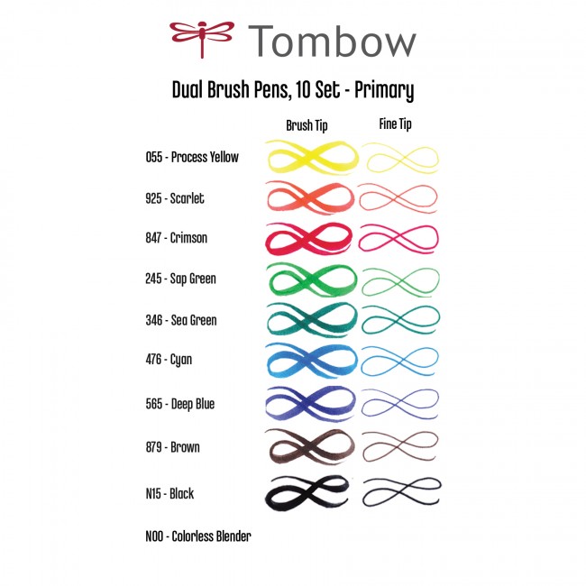 Tombow Dual Brush 10 Set - Primary