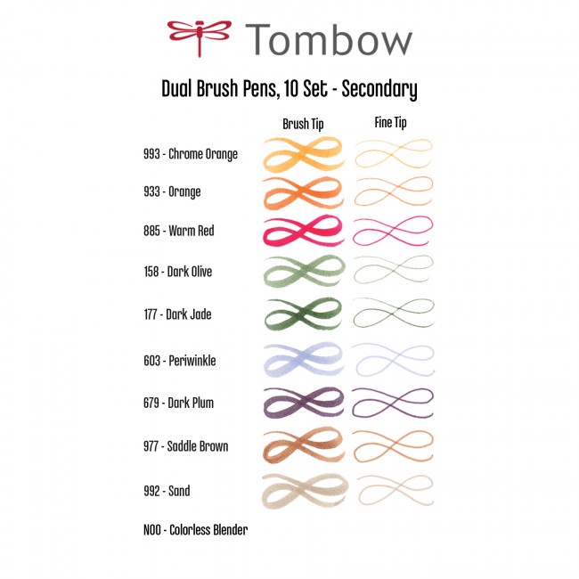 Tombow TOMBOW DUAL BRUSH PEN SET - Secondary, 10 Colors (nb-D)