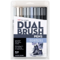 Dual Brush 10-Pen Set - Grayscale Colors