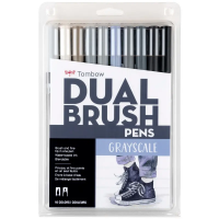 Dual Brush 10-Pen Set - Grayscale Colors 